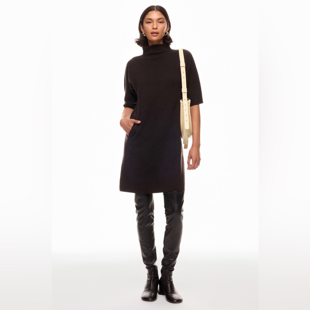 Ann Mashburn Rowan Funnel Neck Dress Merino Wool Brown Women’s - Size Medium